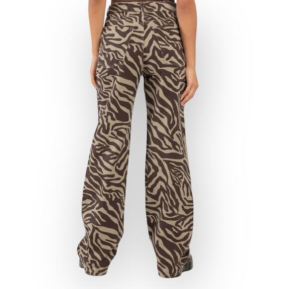 RSQ Zebra Striped Wide Leg High Waist Pants sz 24 - Picture 15 of 16